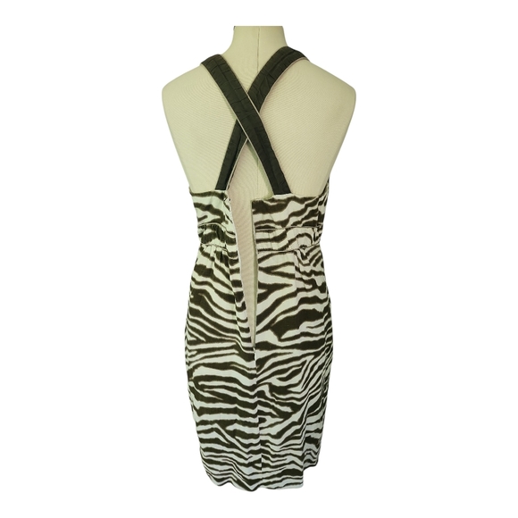 Banana Republic Zebra Print Halter Dress Size 10 100% Cotton Safari Y2K Vibes - Picture 6 of 11